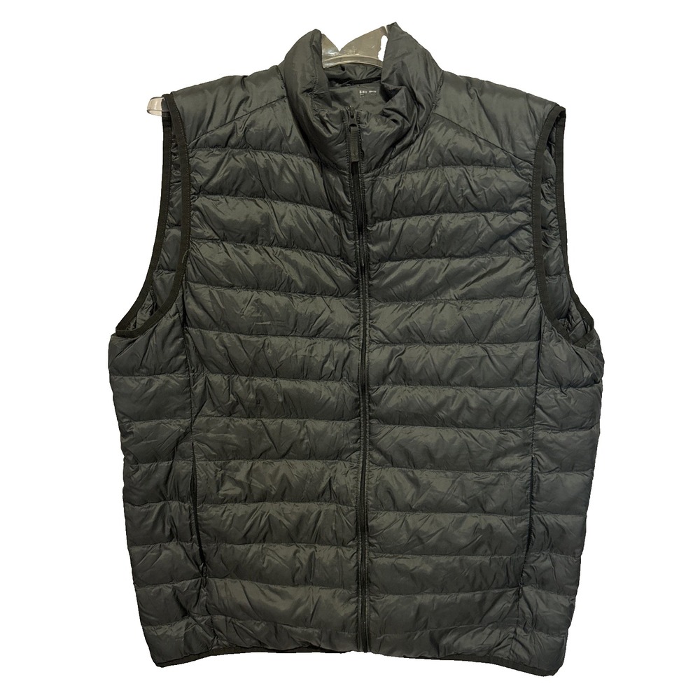 Uniqlo Jacket Mens Medium Black Puffer Vest Down Filled Lightweight Outdoors